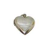 Sterling Silver Art Deco Patterned Heart Double Locket Pendant Antique c1930s