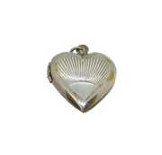 Sterling Silver Art Deco Patterned Heart Double Locket Pendant Antique c1930s