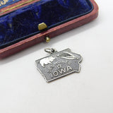 Sterling Silver State of Iowa USA Charm Pendant Vintage c1970