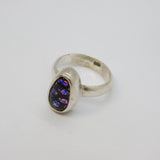 Sterling Silver Mexican Dichroic Glass Studio Dress Ring Vintage c1990 Size L