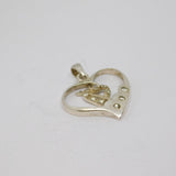 Sterling Silver Paste Set Double Heart Charm Pendant Vintage c1970