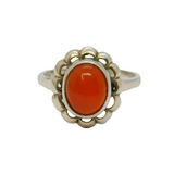 Sterling Silver Cabochon Carnelian Studio Style Dress Ring Vintage c1970 Size O
