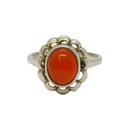 Sterling Silver Cabochon Carnelian Studio Style Dress Ring Vintage c1970 Size O