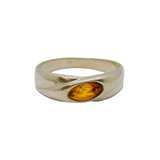 Sterling Silver Baltic Amber Patterned Band Studio Ring Modern c1990 Size R 1/2