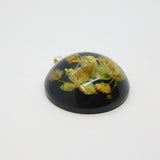 Sterling Silver Miniature Flowers In Resin Domed Black Pendant Modern c2000s