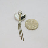 Sterling Silver Black & White Enamel Diamond Set Pendant Vintage c1990