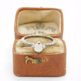 Sterling Silver Solitaire Style Ring With Diamond Paste Vintage c1970 Size N