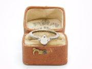Sterling Silver Solitaire Style Ring With Diamond Paste Vintage c1970 Size N