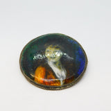 Victorian Sterling Silver Enamel Child Portrait Brooch Antique c1860