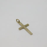 Sterling Silver Raised Zigzag Pattern Cross Charm Pendant Vintage c1970s