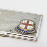 Silver Plated Engine Turned Enamel London Stamp Case Antique c1920