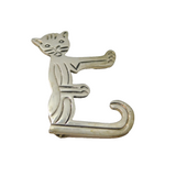 Sterling Silver Modernist Cat Initial E Brooch Vintage c1970