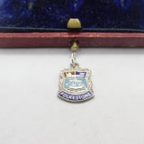 Sterling Silver and Enamel Travel Shield Folkestone Charm Pendant Vintage c1970