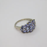 Sterling Silver 21 Stone Tanzanite Cluster Dress Ring Vintage c1970 Size O 1/2