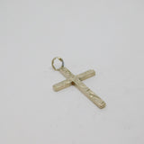 Sterling Silver Patterned Textured Cross Charm Pendant Vintage c1970