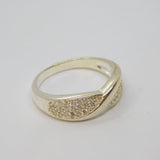 Sterling Silver Sparkling CZ Twist Front Dress Ring Vintage c1990 Size T 1/2