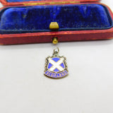Sterling Silver and Enamel Scotland Travel Shield Charm Pendant Vintage c1970