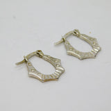 Pair of Sterling Silver Modernist Patterned Huggie Hoop Earrings Modern c1990