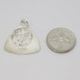 Sterling Silver Patterned Triangle St Christopher Charm Pendant Vintage c1970