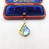 Silver Gilt and Abalone Shell Charm Pendant Vintage c1970