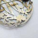 Gebr Niekerk Dutch .935 Silver 'W' Initial Floral Brooch Vintage c1970