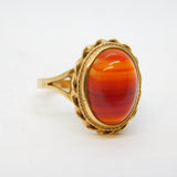 Art Deco 9ct Yellow Gold & Cabochon Banded Agate Dress Ring Antique c1920s