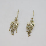 Pair of Sterling Silver Eastern Style Floral Dangly Drop Earrings Modern c1990's