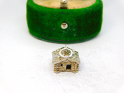 Silver .800 Scandinavian Style Log Cabin Charm Pendant Vintage c1970