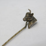 Victorian Sterling Silver Taurus Bull Form Stick Pin Antique c1880s