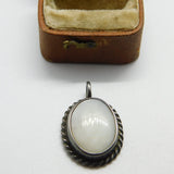 Sterling Silver and Mother of Pearl Oval Charm Pendant Vintage c1970