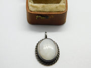 Sterling Silver and Mother of Pearl Oval Charm Pendant Vintage c1970