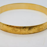 20th Century Rolled Gold Floral Pattern Bangle Bracelet Vintage c1960s