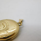 9ct Yellow Gold Floral Pattern Sweetheart Locket Pendant Vintage 1983 Birmingham