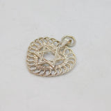 Sterling Silver Heart & Star Of David Patterned Charm Pendant Vintage c1970