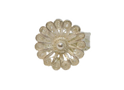 Sterling Silver Flower & Patterned Band Ring Vintage c1970 Size M 1/2