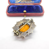 Victorian Scottish Sterling Silver Montrose Agate & Citrine Paste Brooch c1860