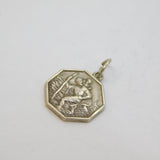 Sterling Silver Octagonal St Christopher Travel Charm Pendant Vintage c1970s
