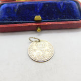 Sterling Silver Authentic Threepence Coin Charm Pendant 1913