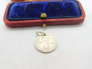 Sterling Silver Authentic Threepence Coin Charm Pendant 1913