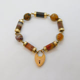 Victorian Scottish 9ct Gold & Colourful Agate Set Charm Bracelet Antique c1860s