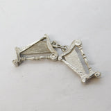 Sterling Silver Pair of Musical Harps Charm Pendant Vintage c1970