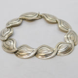 S. Christian Fogh Danish Sterling Silver Leaf Pattern Bracelet Vintage c1960s