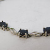 Sterling Silver Swirl Set Onyx Panel Bracelet Vintage c1970 21cm Length