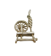 Sterling Silver Spinning Wheel Charm Pendant Vintage c1970s