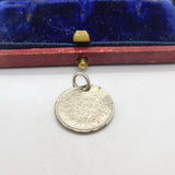 Sterling Silver Queen Victorian Two Annas Indian Coin Charm Pendant Antique 1841