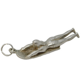 Sterling Silver Bodyboarder Charm Pendant Vintage c1970