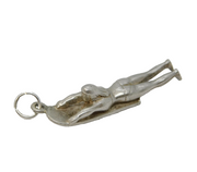 Sterling Silver Bodyboarder Charm Pendant Vintage c1970