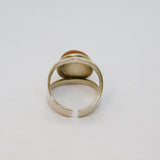 Sterling Silver Cabochon Carnelian Open Back Studio Ring Vintage 1972 Size M