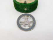 Sterling Silver Niello Enamel Isle of Man Brooch Pin Antique c1930 Art Deco