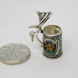 Sterling Silver German Tankard Stein Enamel Charm Pendant Vintage c1970